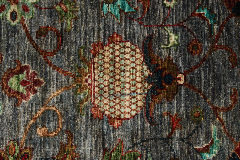 9x12 Gray and Multicolor Turkish Tribal Rug