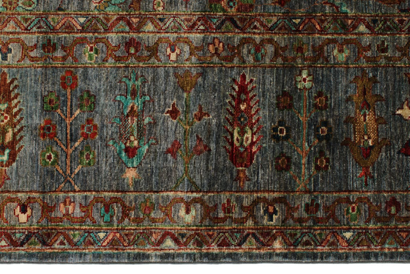 9x12 Gray and Multicolor Turkish Tribal Rug