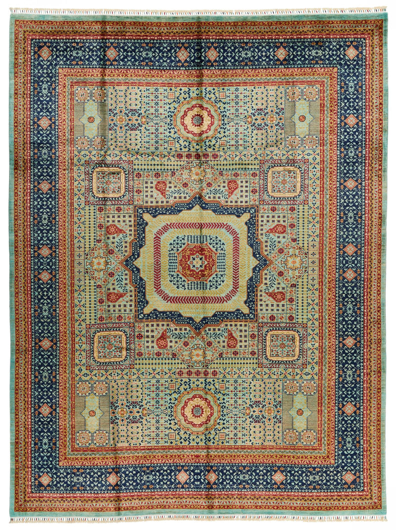 9x12 Blue and Navy Turkish Tribal Rug