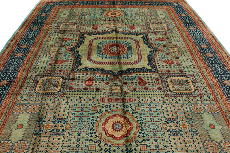 9x12 Blue and Navy Turkish Tribal Rug