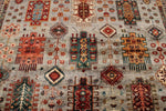 9x12 Light Brown and Multicolor Turkish Tribal Rug