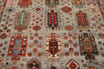 9x12 Light Brown and Multicolor Turkish Tribal Rug