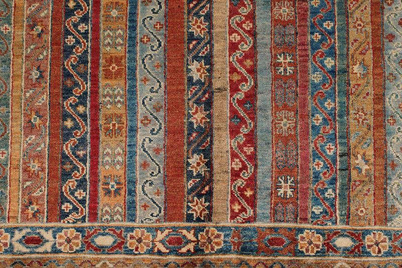 8x10 Multicolor and Red Turkish Tribal Rug