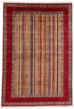 7x10 Red and Multicolor Turkish Tribal Rug