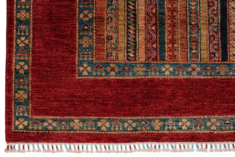 7x10 Red and Multicolor Turkish Tribal Rug