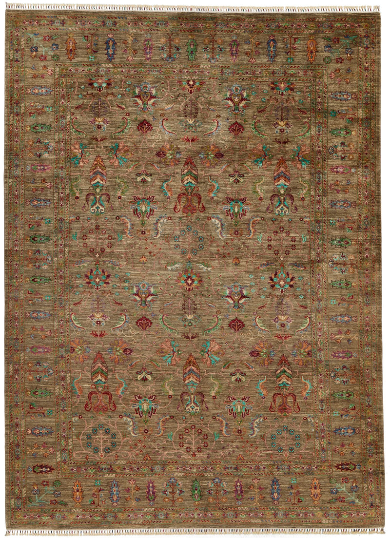 9x12 Brown Turkish Tribal Rug