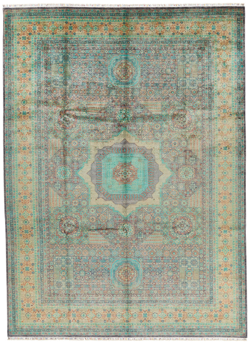 10x14 Purple and Green Turkish Tribal Rug