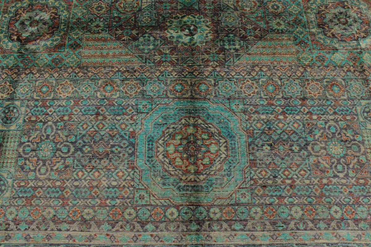 10x14 Purple and Green Turkish Tribal Rug