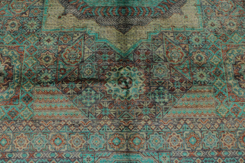 10x14 Purple and Green Turkish Tribal Rug