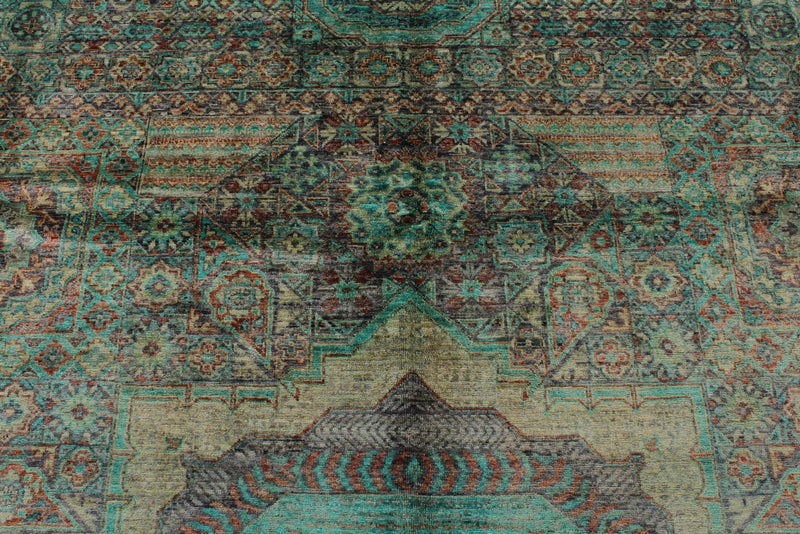 10x14 Purple and Green Turkish Tribal Rug