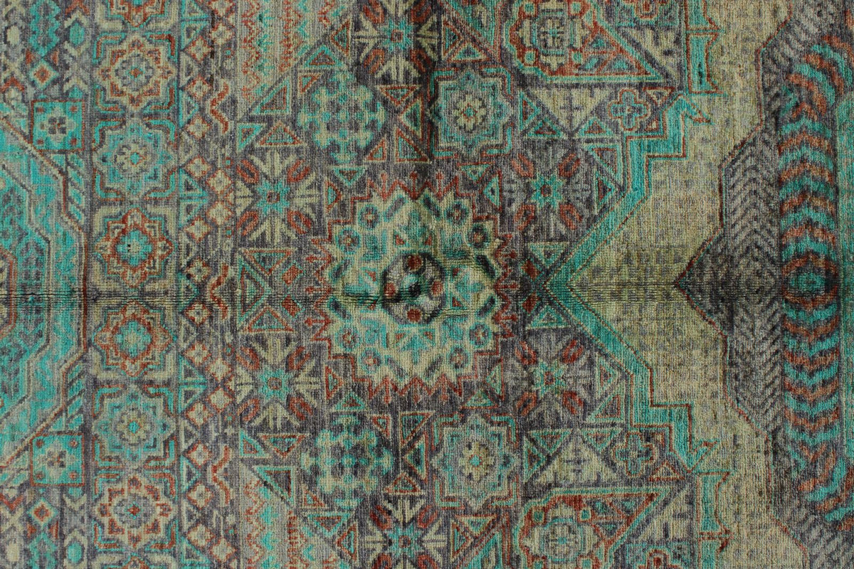 10x14 Purple and Green Turkish Tribal Rug