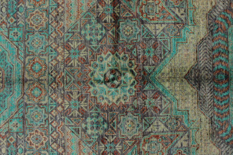 10x14 Purple and Green Turkish Tribal Rug