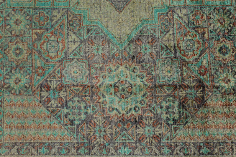 10x14 Purple and Green Turkish Tribal Rug