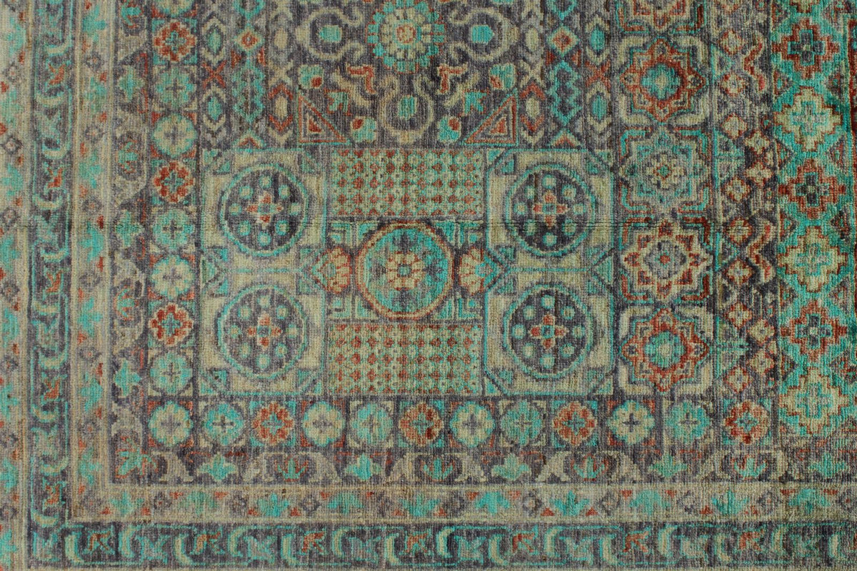 10x14 Purple and Green Turkish Tribal Rug