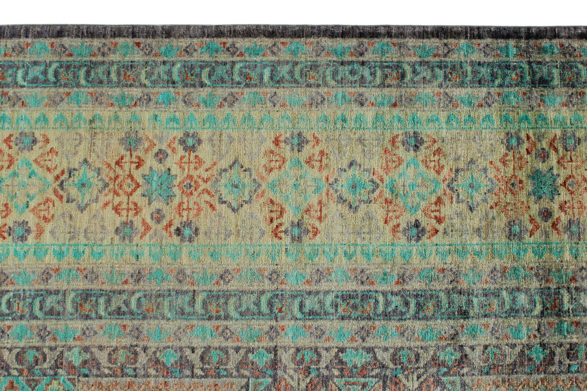 10x14 Purple and Green Turkish Tribal Rug