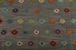 7x10 Gray and Multicolor Turkish Tribal Rug