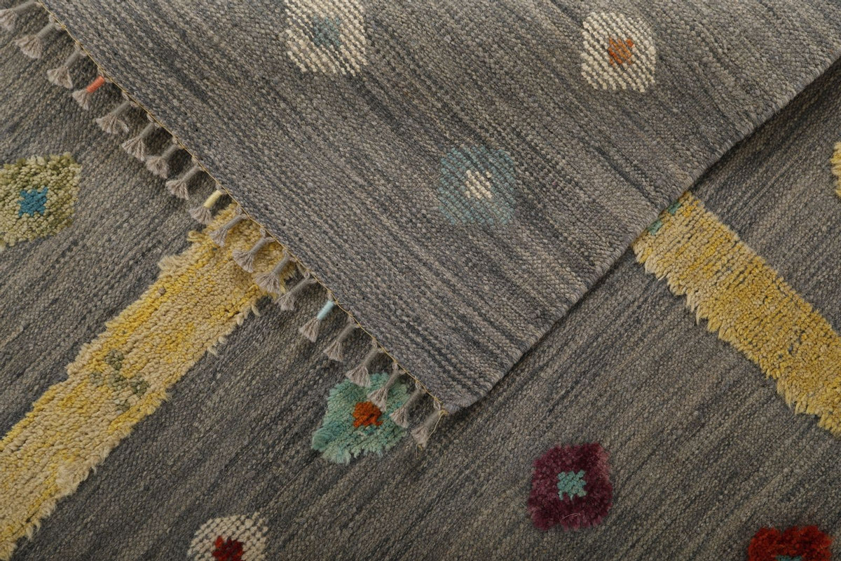 7x10 Gray and Multicolor Turkish Tribal Rug