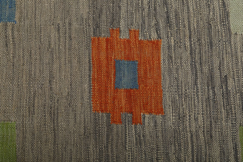 7x10 Gray and Multicolor Turkish Tribal Rug
