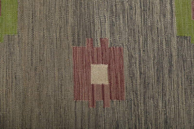 7x10 Gray and Multicolor Turkish Tribal Rug