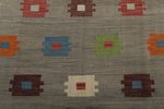 7x10 Gray and Multicolor Turkish Tribal Rug