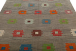 7x10 Gray and Multicolor Turkish Tribal Rug