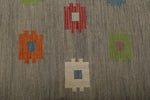 7x10 Gray and Multicolor Turkish Tribal Rug