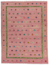 9x12 Pink and Green Turkish Tribal Rug