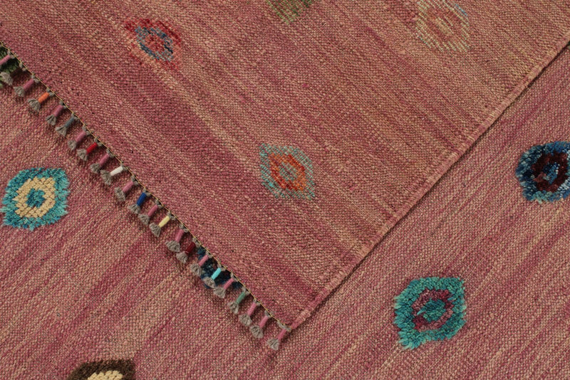 9x12 Pink and Green Turkish Tribal Rug