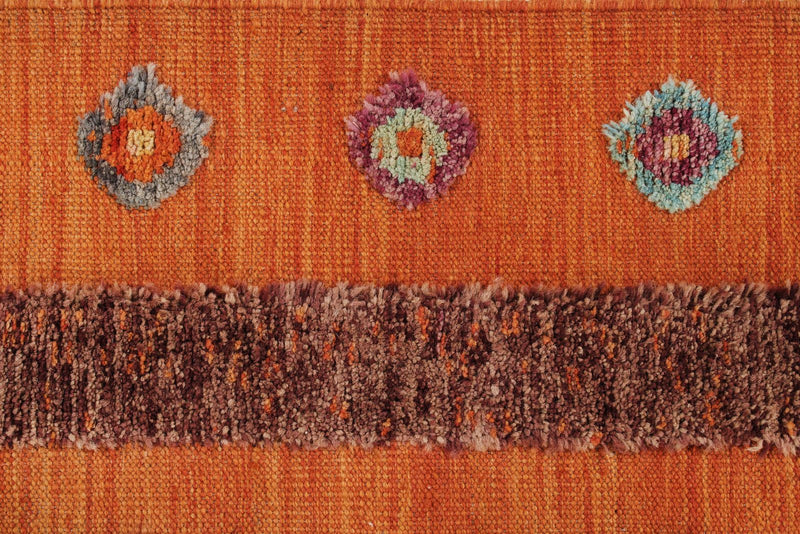 8x12 Orange and Multicolor Turkish Tribal Rug