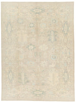 9x12 Ivory and Ivory Turkish Oushak Rug