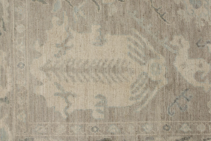 9x12 Ivory and Ivory Turkish Oushak Rug