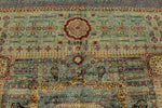 8x10 Green and Purple Turkish Tribal Rug