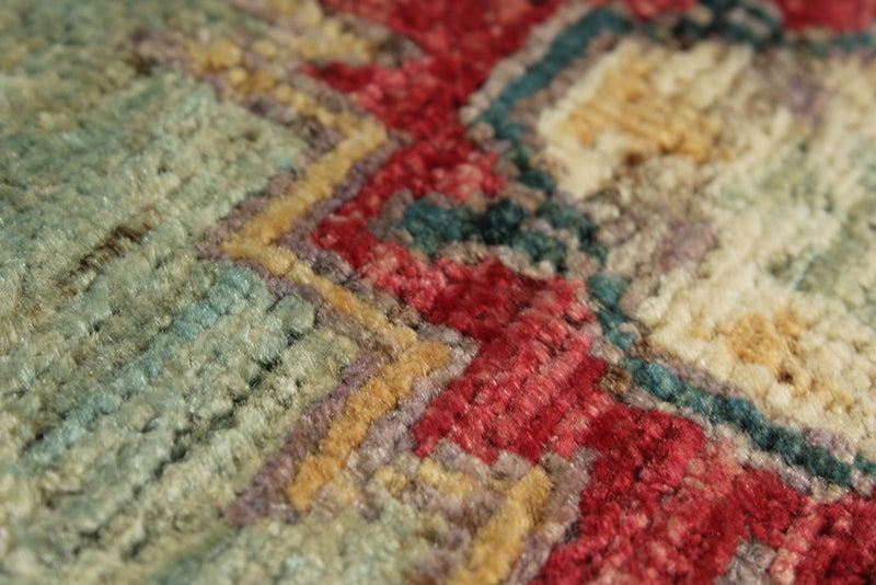 8x10 Green and Purple Turkish Tribal Rug