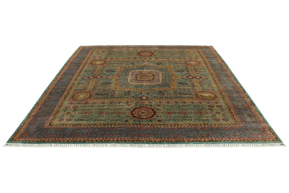 8x10 Green and Purple Turkish Tribal Rug