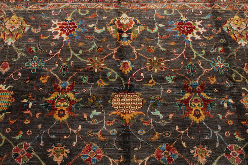 8x11 Gray and Multicolor Turkish Tribal Rug