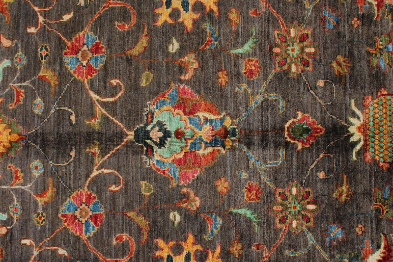 8x11 Gray and Multicolor Turkish Tribal Rug