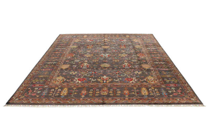 8x11 Gray and Multicolor Turkish Tribal Rug