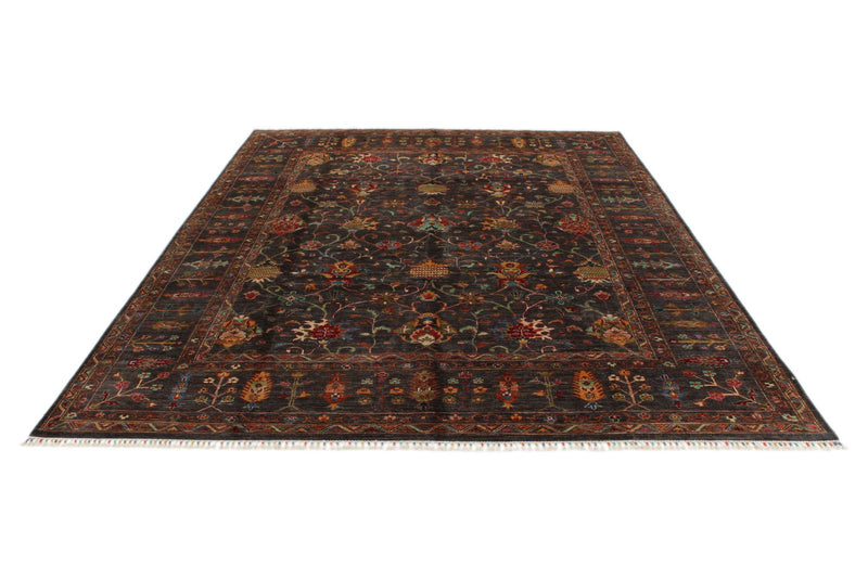 8x11 Gray and Multicolor Turkish Tribal Rug