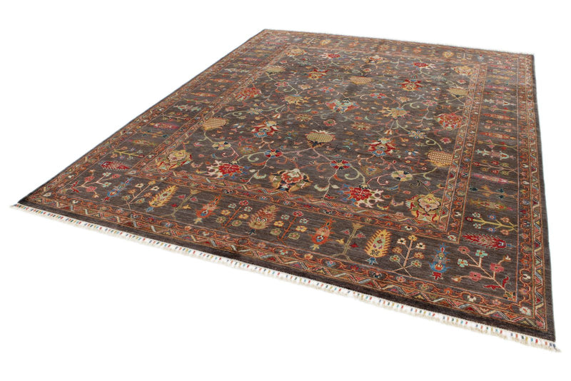 8x11 Gray and Multicolor Turkish Tribal Rug