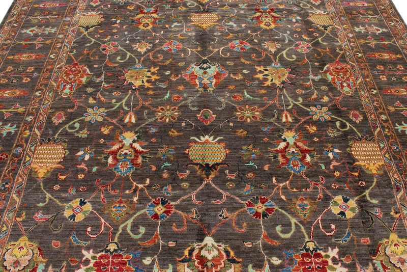 8x11 Gray and Multicolor Turkish Tribal Rug