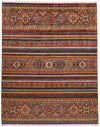 8x10 Multicolor and Red Tribal Rug