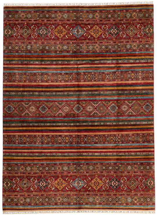 9x12 Multicolor and Red Tribal Rug