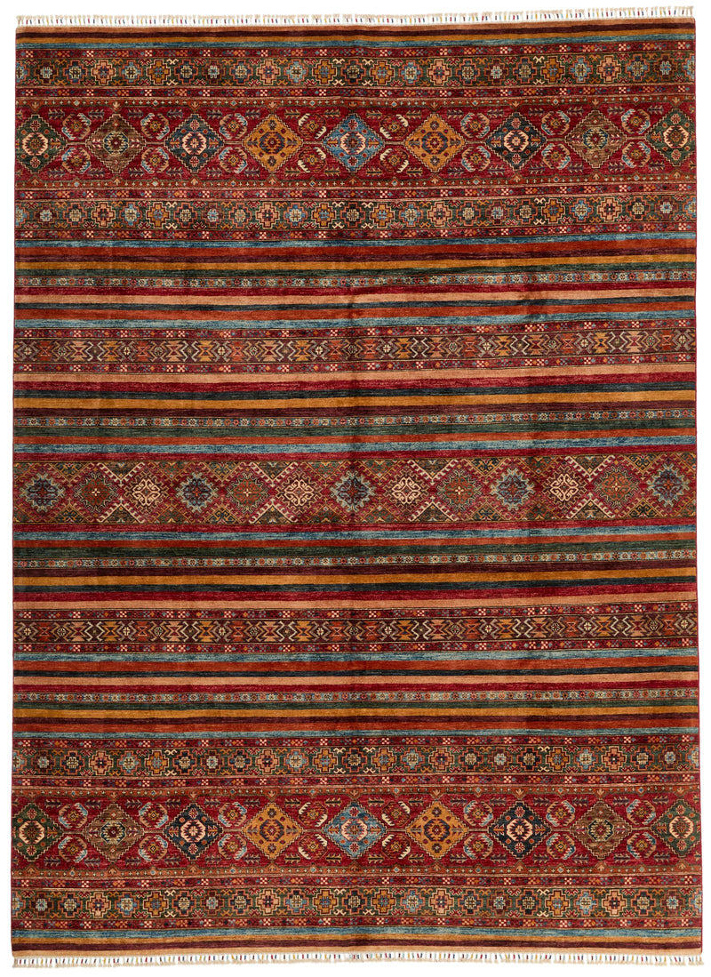9x12 Multicolor and Red Tribal Rug