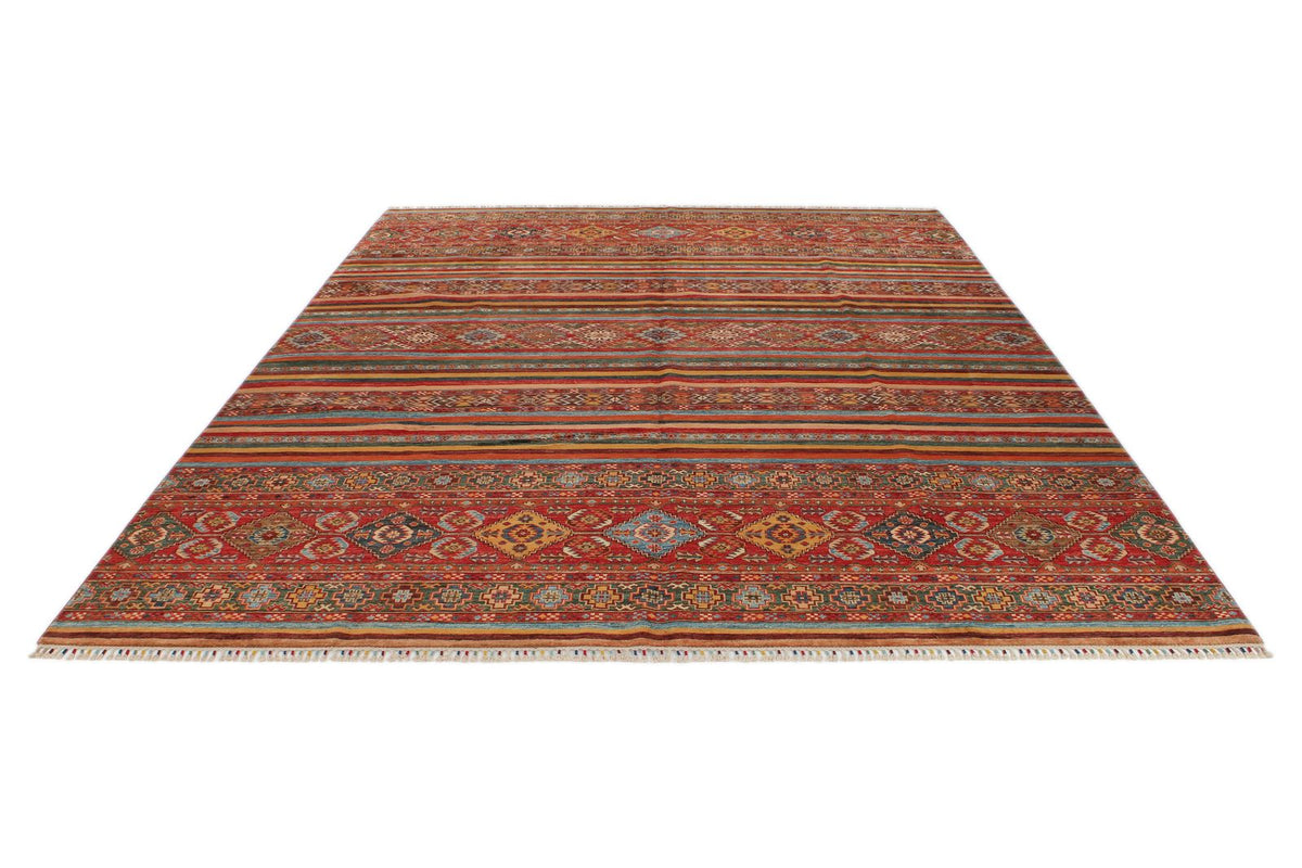 9x12 Multicolor and Red Tribal Rug