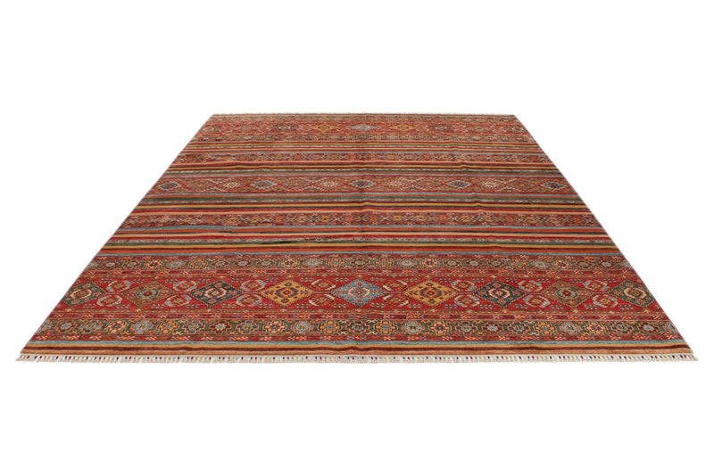 9x12 Multicolor and Red Tribal Rug