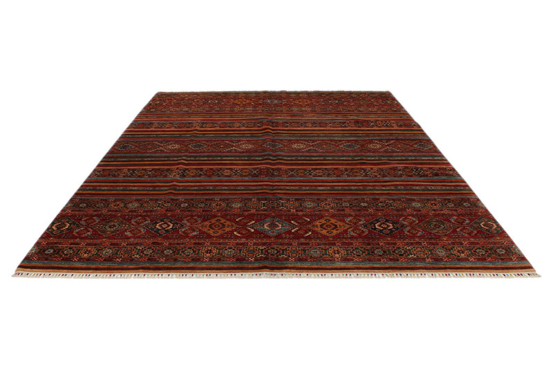 9x12 Multicolor and Red Tribal Rug