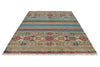 7x10 Blue and Multicolor Tribal Rug