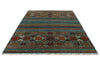 7x10 Blue and Multicolor Tribal Rug