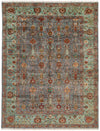 9x12 Gray and Green Turkish Tribal Rug