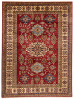 9x12 Red and Ivory Kazak Tribal Rug